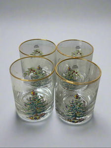 Spode Christmas Tree-Holly-Swag Glasses Set