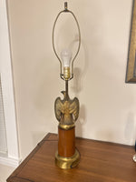 Vintage Brass-Wooden Eagle Table Lamp
