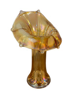 Vintage Morning Glory Shaped Marigold Carnival Glass Vase
