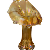 Vintage Morning Glory Shaped Marigold Carnival Glass Vase