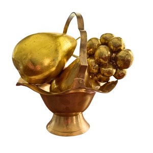 Brass Vintage Bowl-Basket-Center-Piece and Plastic Fruits