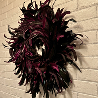 Eleganza-Extravaganza Purple-Burgundy Feathers Wreath Holiday Christmas Decor
