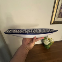 Mexican Rectangular-Oval Ceramic Dots Platter Tray
