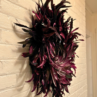 Eleganza-Extravaganza Purple-Burgundy Feathers Wreath Holiday Christmas Decor
