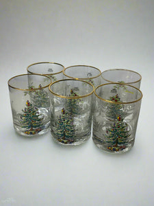 Spode Christmas Tree-Holly-Swag Glasses Set