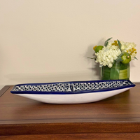 Mexican Rectangular-Oval Ceramic Dots Platter Tray
