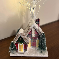 Hallmark Cardboard-Paper Mache Lighted Village House and Birch Tree
