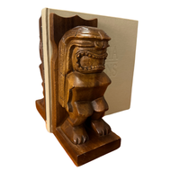 Hand-carved Vintage Wood Tiki Figure Bookends
