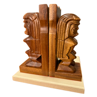 Hand-carved Vintage Wood Tiki Figure Bookends
