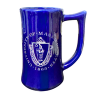 University of Massachusetts Engraved Cobalt Blue Porcelain Tankard Beer Mug
