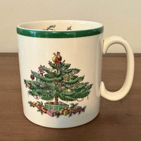 Vintage England Spode Christmas Tree Coffee 2-Mug-4-Plate Set 6 PCS
