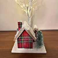 Hallmark Cardboard-Paper Mache Lighted Village House and Birch Tree
