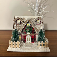 Hallmark Cardboard-Paper Mache Lighted Village House and Birch Tree
