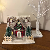 Hallmark Cardboard-Paper Mache Lighted Village House and Birch Tree
