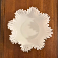 Fenton Ruffled Milky-White-Clear Tip Glass Bowl
