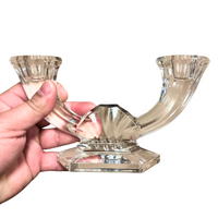 Vintage Val St. Lambert Crystal Double Candlestick Holder
