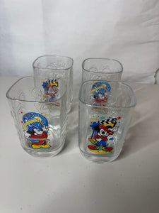 Walt Disney World 2000 Millennium Mickey Mouse Square Glasses McDonalds Lot of 4