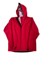 L.L. Bean Men's Red Waterproof Hooded Zip Windbreaker Rain Jacket
