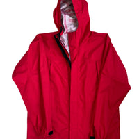 L.L. Bean Men's Red Waterproof Hooded Zip Windbreaker Rain Jacket