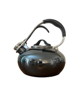 Chantal Tea Kettle Classic Loop Whistling Teapot Glossy Black-Gray-Cobalt Blue
