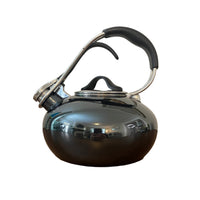 Chantal Tea Kettle Classic Loop Whistling Teapot Glossy Black-Gray-Cobalt Blue