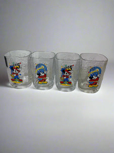 Walt Disney World 2000 Millennium Mickey Mouse Square Glasses McDonalds Lot of 4