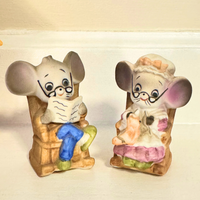 Charming Tail Creche and Vintage Porcelain Mouse Family Figurines Holiday Decor
