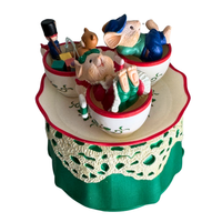 Vintage 1994 Enesco Christmas Animated Musical Box Mice Teacups Ride
