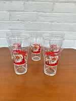 Vintage Coca-Cola Glasses Set 5 PCS Santa Claus Christmas Design
