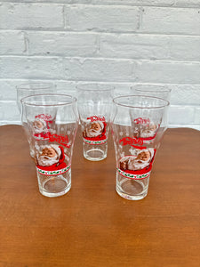 Vintage Coca-Cola Glasses Set 5 PCS Santa Claus Christmas Design