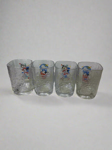 Walt Disney World 2000 Millennium Mickey Mouse Square Glasses McDonalds Lot of 4