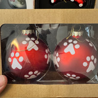 Christmas Glass Ornament Set of 9 Dog-Pet-Paws-Bone Design