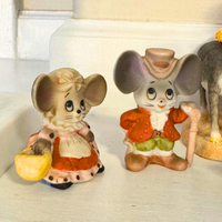 Charming Tail Creche and Vintage Porcelain Mouse Family Figurines Holiday Decor
