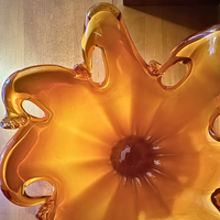 Murano Handmade Orange Glass Vase Centerpiece
