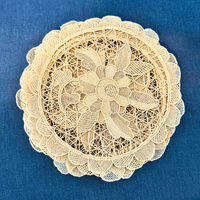 Handmade Vintage Venetian Style Burano Needle-Lace Doily Round-Ecru Tone
