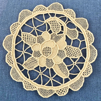 Handmade Vintage Venetian Style Burano Needle-Lace Doily Round-Ecru Tone
