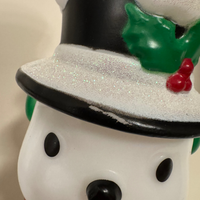 Christmas Decoration Holiday Time Lighted 11" Small Blown-Plastic Mold Snowman Set 2
