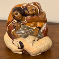 Pre-Columbian-Andean Style Ceramic Nativity Piece Holy Family Scene
