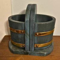 Basketville Putney Vermont Wooden Half Bucket Bookends
