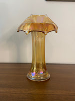 Vintage Morning Glory Shaped Marigold Carnival Glass Vase
