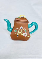 Vintage Chinese Yixing Clay Teapot Bamboo Design Spout and Handle
