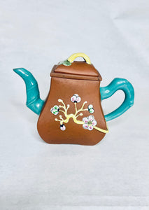 Vintage Chinese Yixing Clay Teapot Bamboo Design Spout and Handle