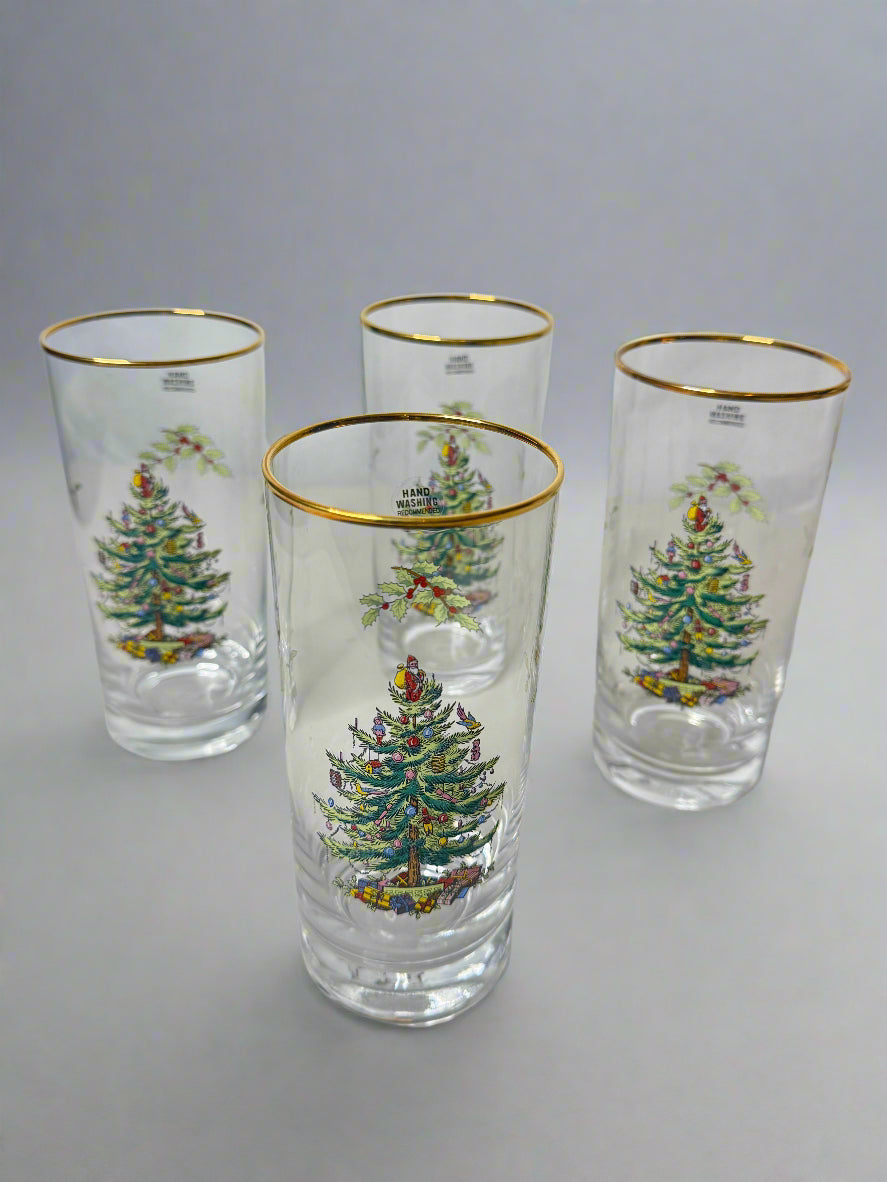 Spode Christmas Tree-Holly-Swag Glasses Set