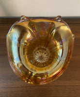 Vintage Morning Glory Shaped Marigold Carnival Glass Vase
