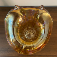 Vintage Morning Glory Shaped Marigold Carnival Glass Vase