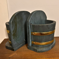 Basketville Putney Vermont Wooden Half Bucket Bookends
