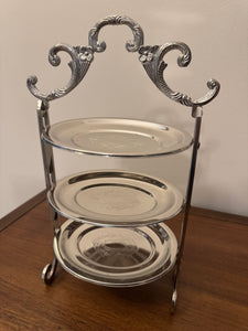 Vintage Silver-plated Edwardian Style 3-Tier Mini-Cake Stand Patisserie Stand