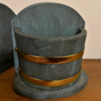 Basketville Putney Vermont Wooden Half Bucket Bookends
