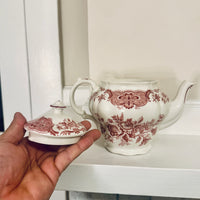 Ridgway Staffordshire Windsor Pink-Transfer Teapot with Lid