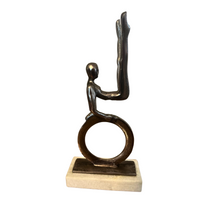 Casting Metal Gymnast-Acrobat Sculpture on Marble Base
